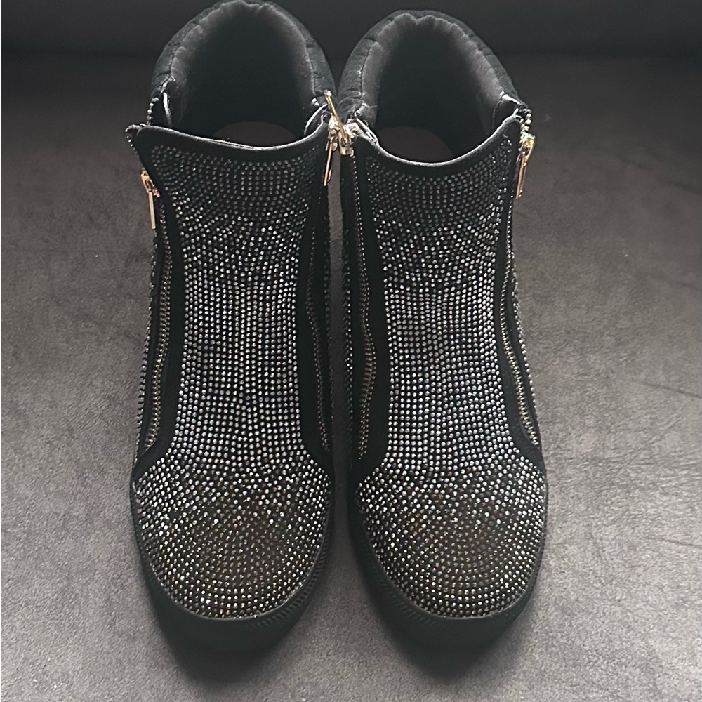 INC International Concepts Black and Silver Ankle Boots